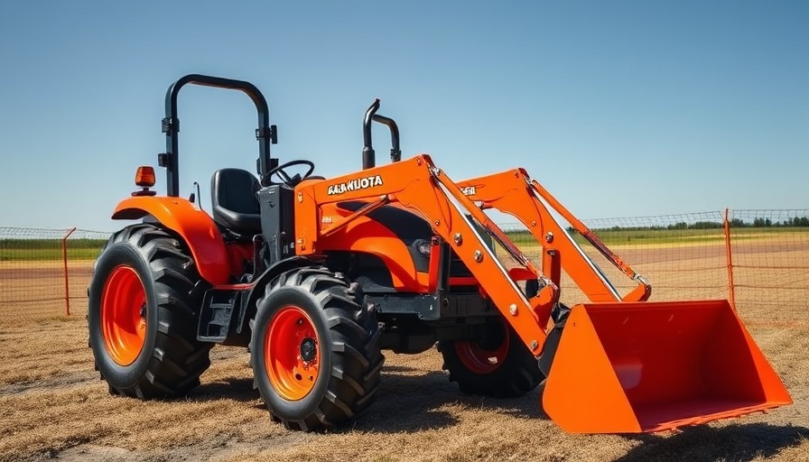 Redesigned Kubota Grand L70 tractor in open field with safety fence.