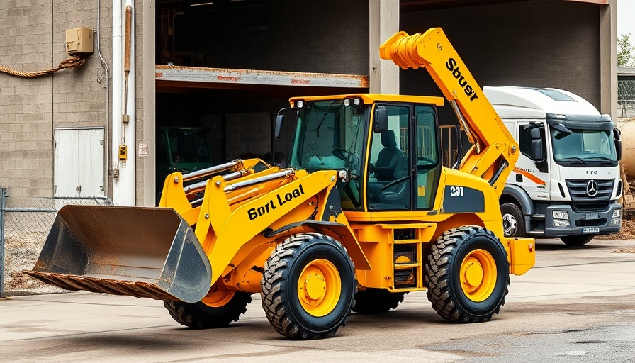 Compact construction equipment innovations 2025 guide cover with front loader.