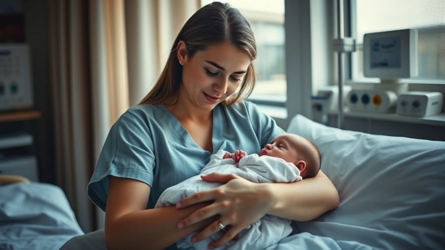 Relieved new mother cradling her newborn, embodying hope and postpartum health.