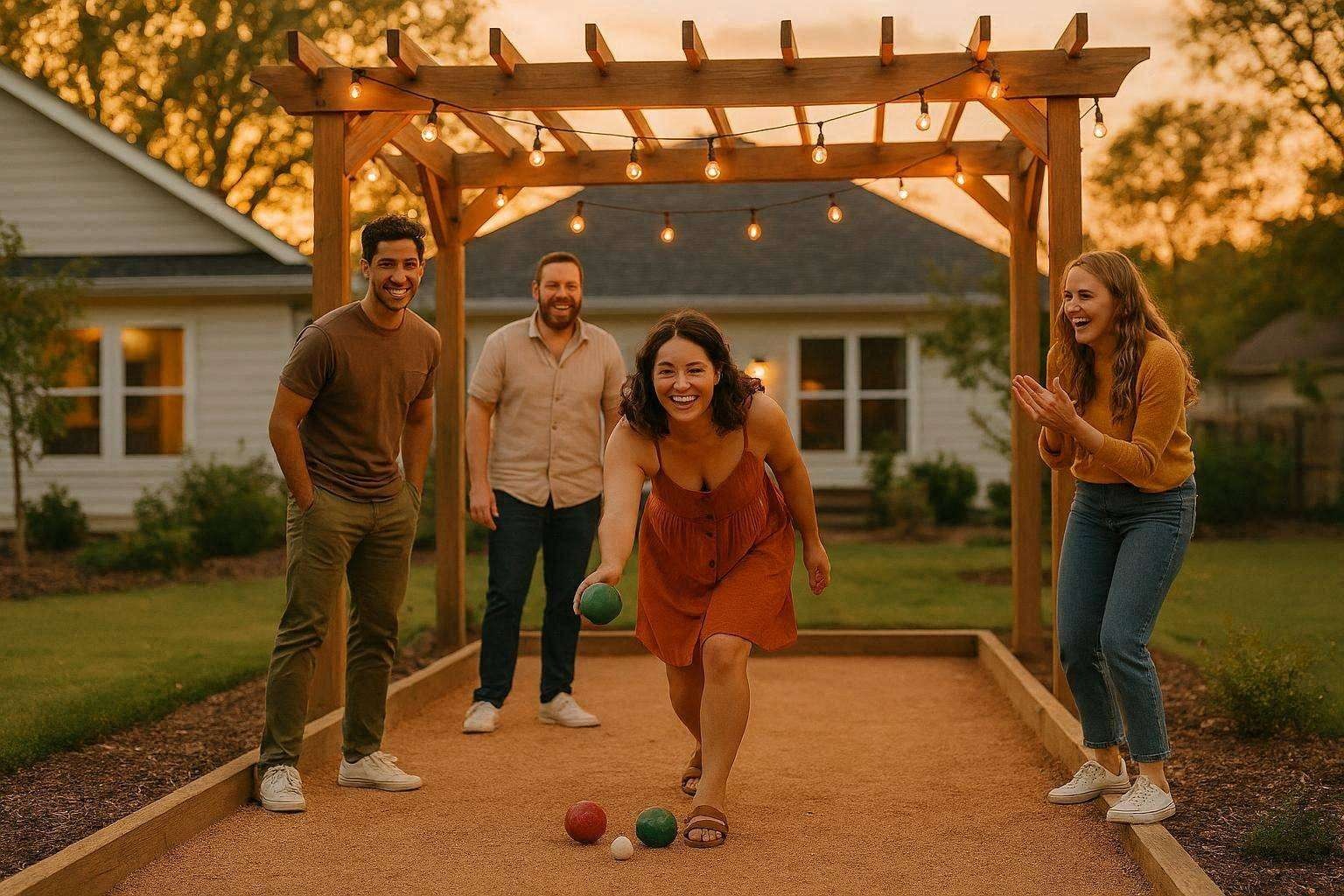 Joyful backyard game night with friends