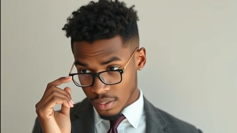 well dressed young black male with glasses 