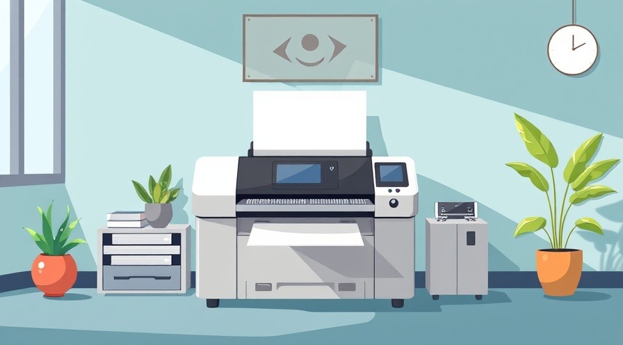 Cartoon style office laser printer illustrating Procurement Zen