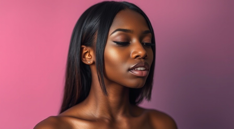 Attractive female embracing space around the pain.