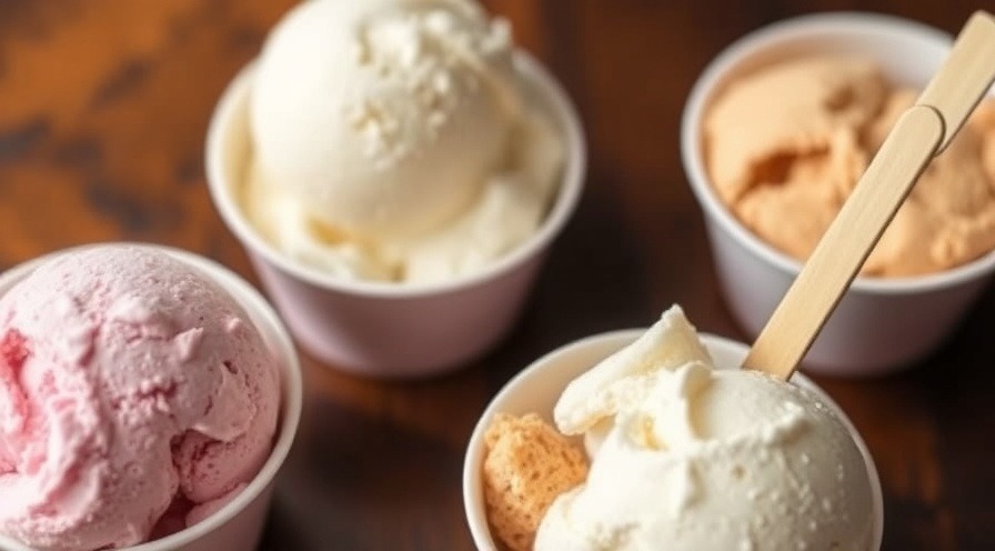 Ultra-processed ice creams served in eco-friendly paper bowls.
