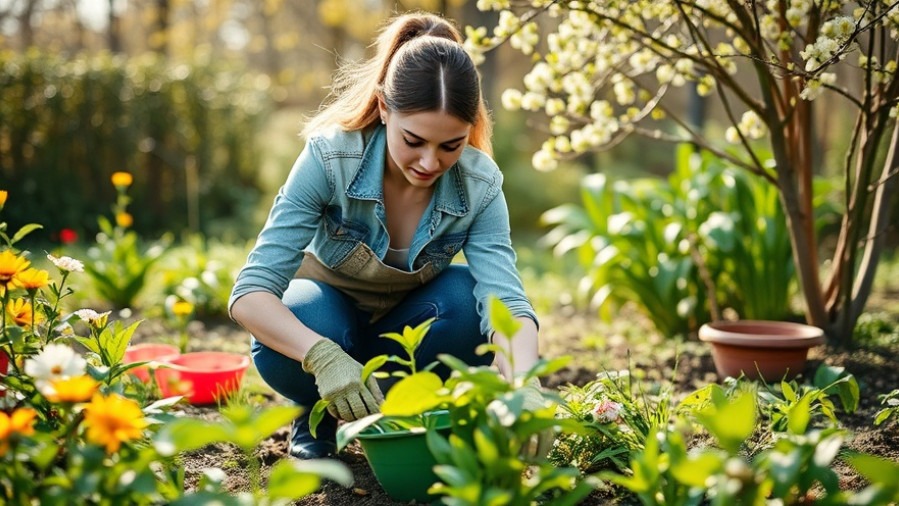 A woman gardening in Spring, showcasing the health benefits of grounding for improved sleep and reduced inflammation.