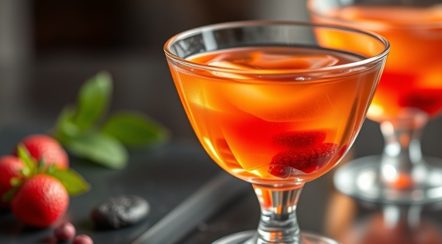Elegant gelatin dessert displayed in a glass, showcasing vibrant colors.