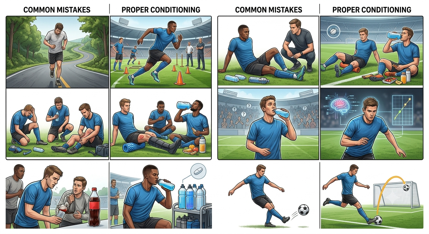 infographic with five side-by-side realistic soccer scenes
