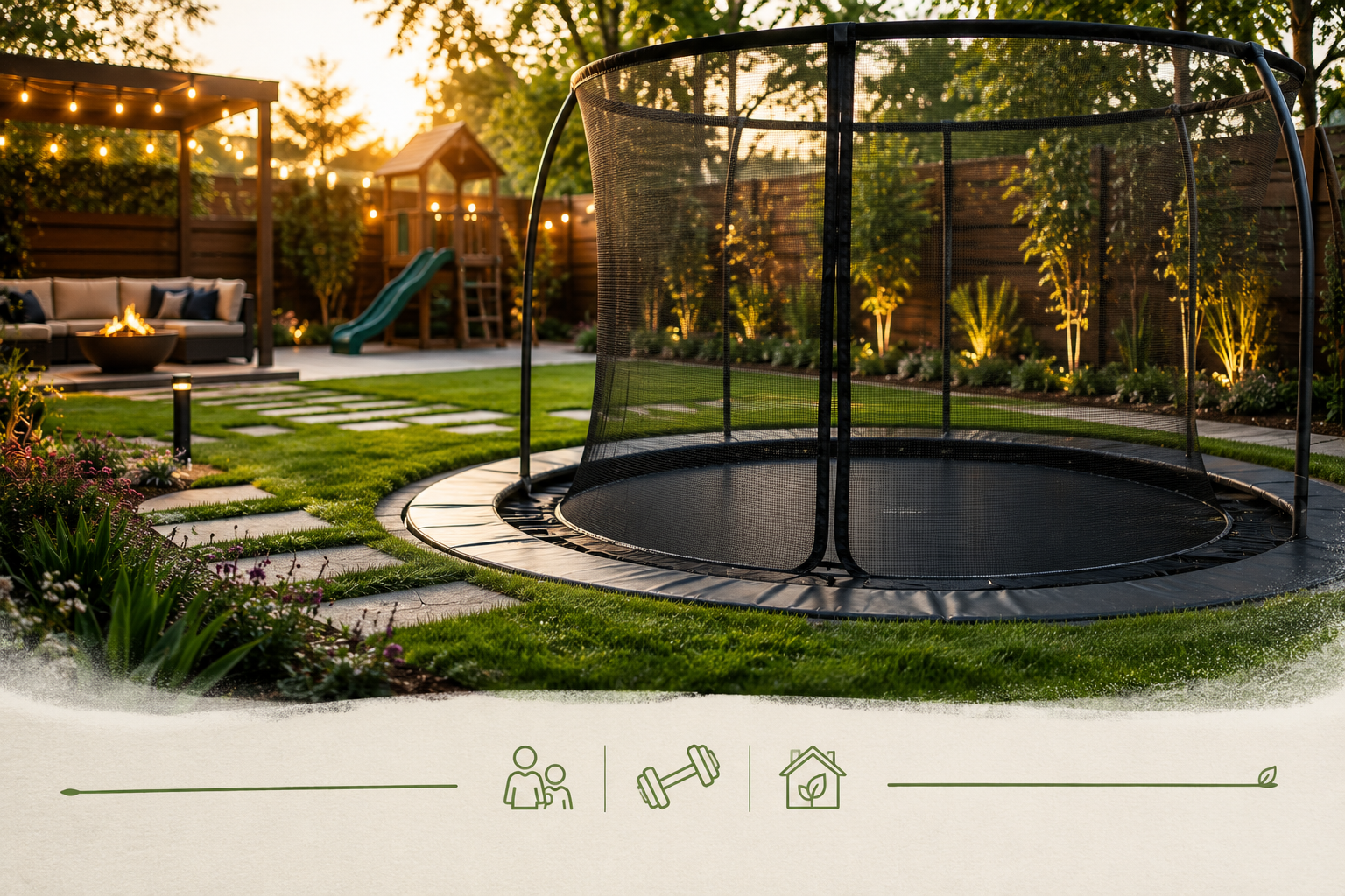 Backyard inground trampoline