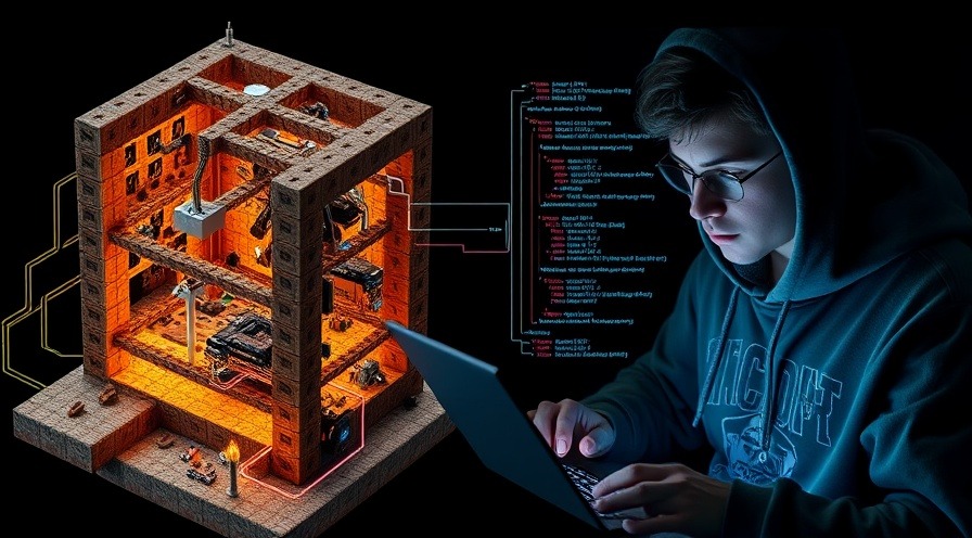 Side-by-side view of a Minecraft Redstone machine and real circuit board, showcasing tech innovation.