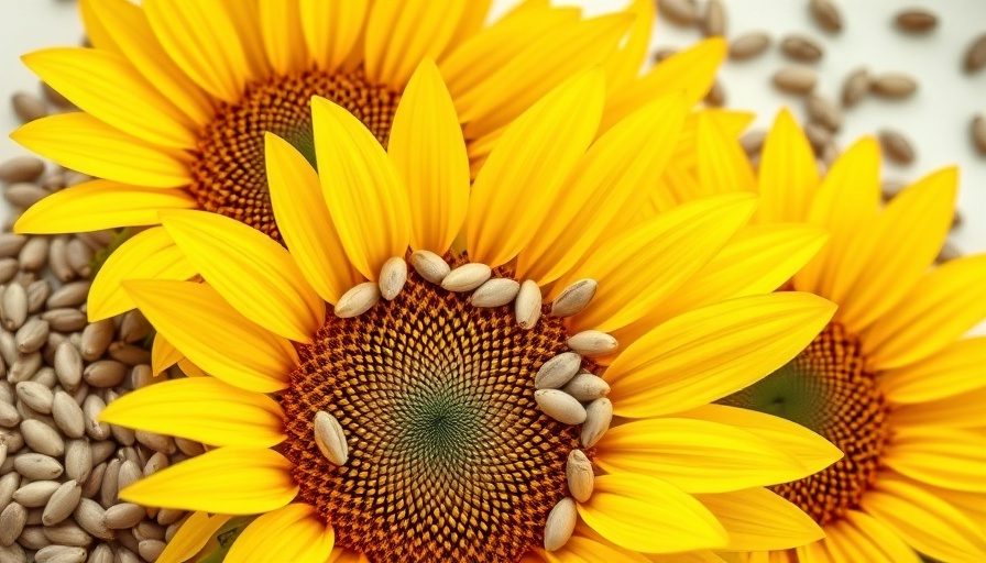 Sunflower seeds for weight loss, vibrant display with sunflowers and seeds.