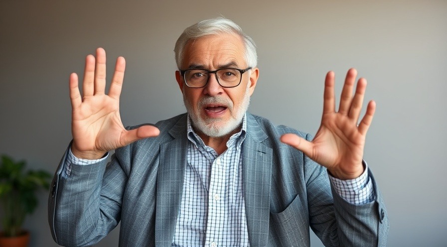 Concerned elderly man with warning about foods seniors should never reheat.