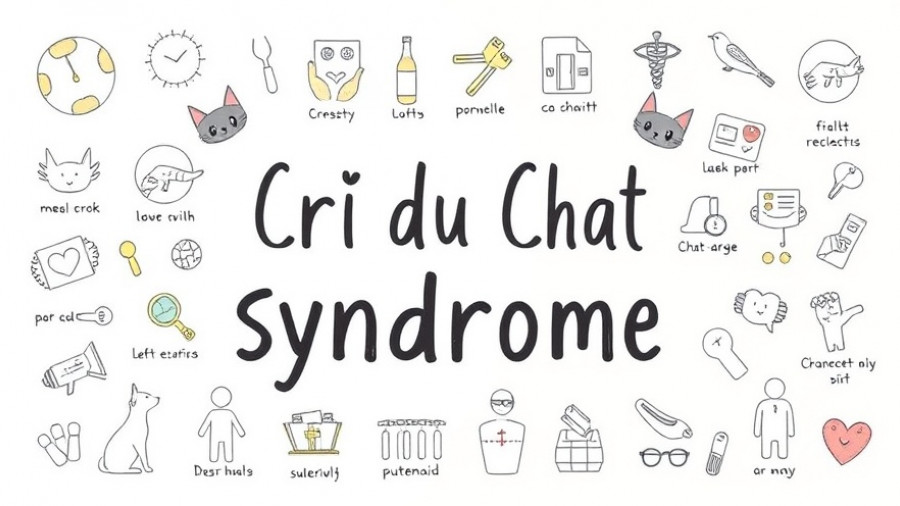 Illustration covering Cri du Chat Syndrome symptoms with icons.
