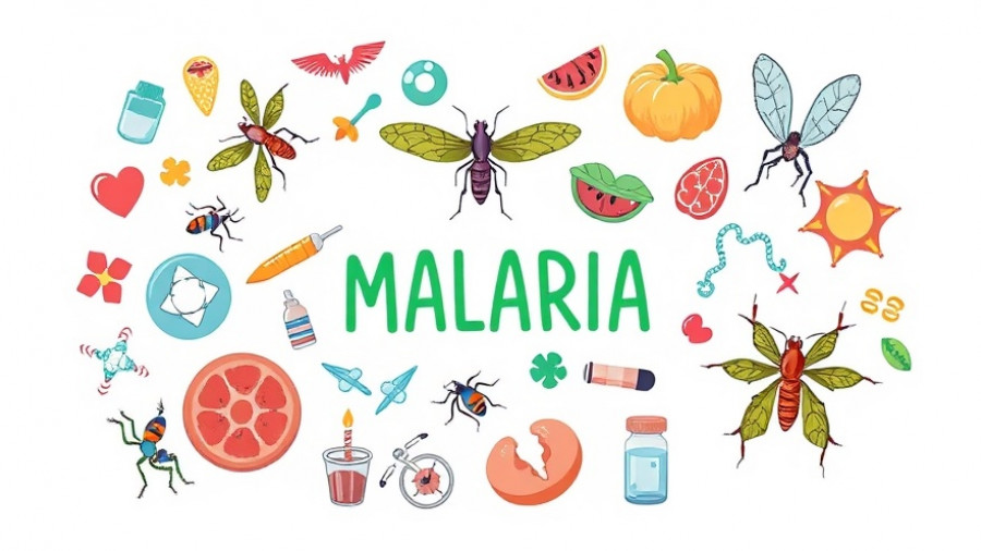 Educational illustration of antimalarials for malaria treatment.