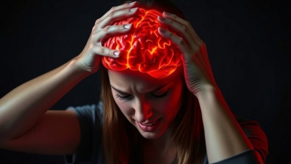 Illustration showing brain inflammation and anxiety.