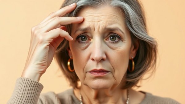 Signs of Low DHEA in a middle-aged woman looking concerned.