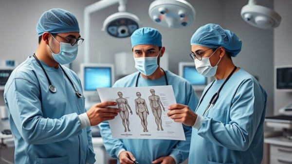 Surgeons discussing lipedema treatment options with diagram