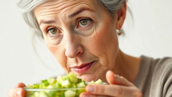 Mid-aged woman curious about celery benefits.