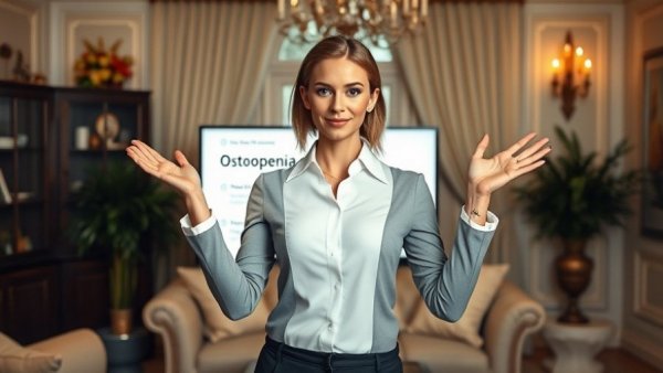 Osteopenia tips presentation by professional woman indoors.