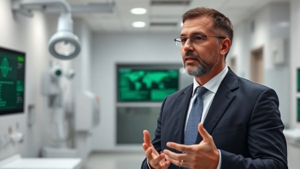 Thoughtful speaker discussing how effective are statins, medical presentation.