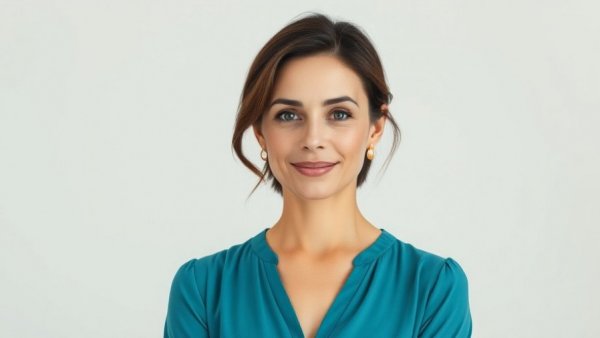 Confident woman standing with 'Your Essential Minerals'.