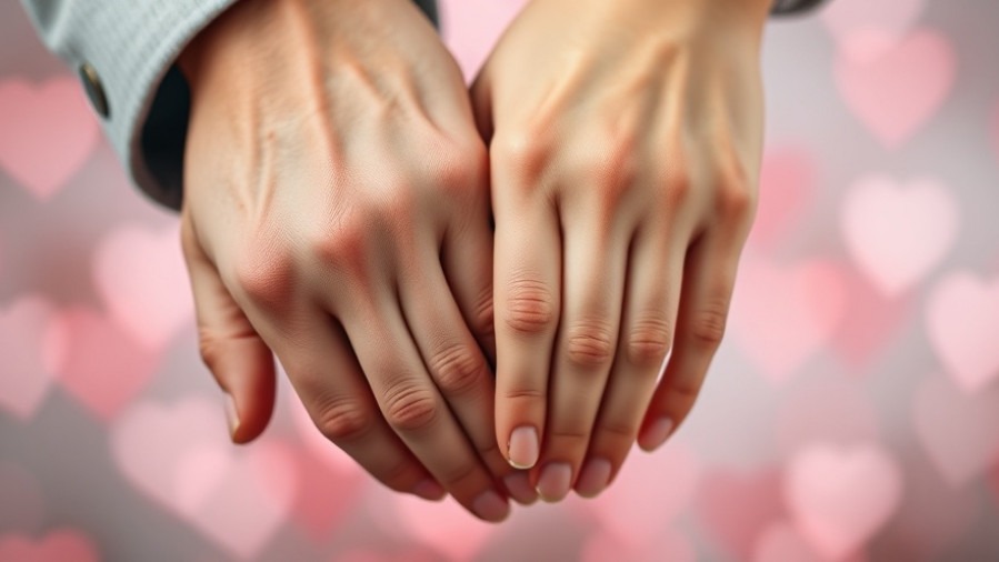 Close-up of two hands holding gently