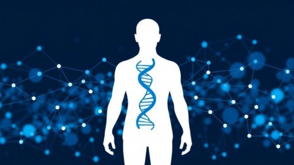 Abstract silhouette with DNA helix, representing population genomic screening.