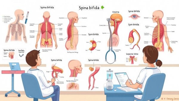 Educational illustration on Spina Bifida special health needs.