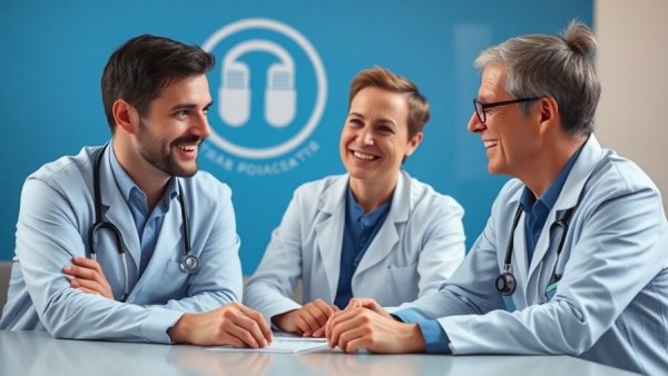 Doctors discussing constipation prevention tips in a podcast setting.