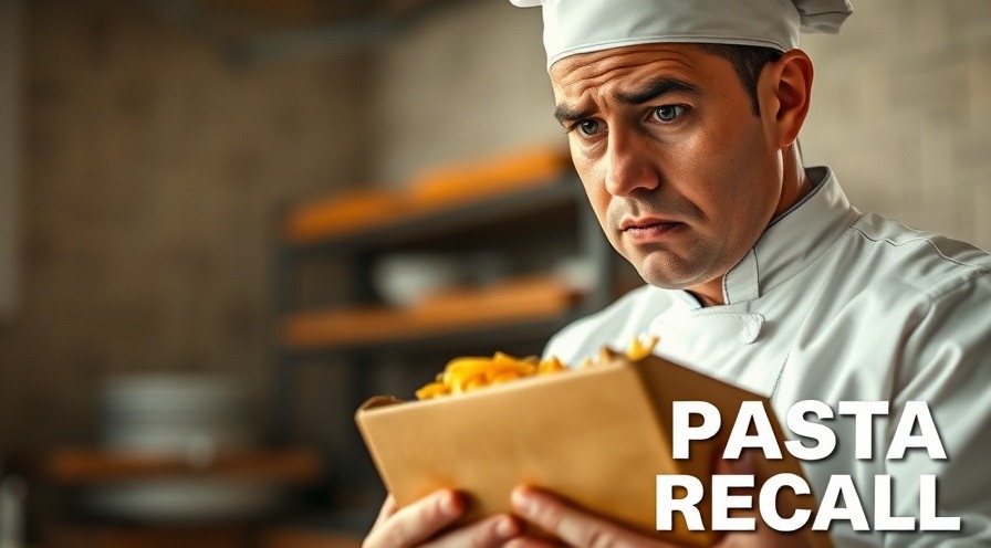 Worried chef holding box of pasta