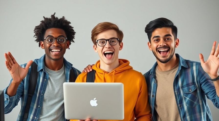 Three young males excited to learn more about computer programming