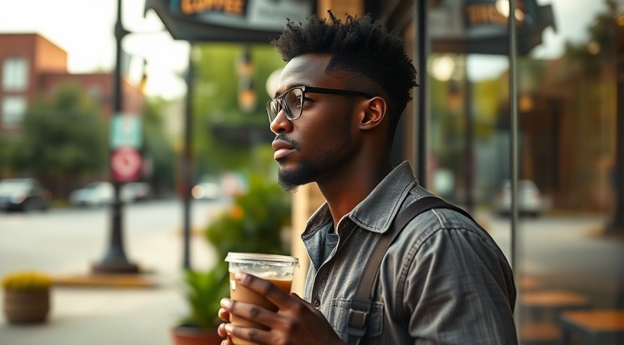 young adult male with coffee in Raleigh NC