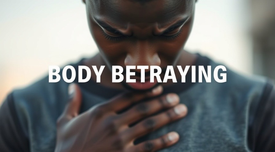 Closeup of worried man, hands on chest, suggesting vulnerability.