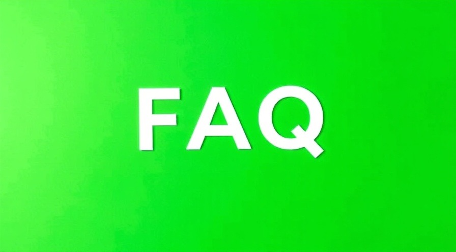 FAQ text in white on a vibrant green background