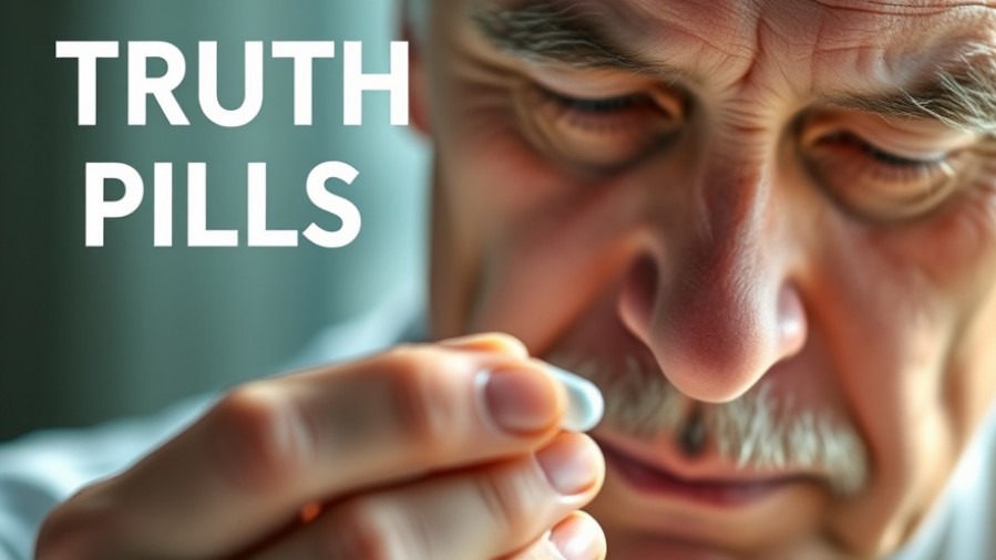 Close-up of a thoughtful person examining a pill, embodying health and longevity.