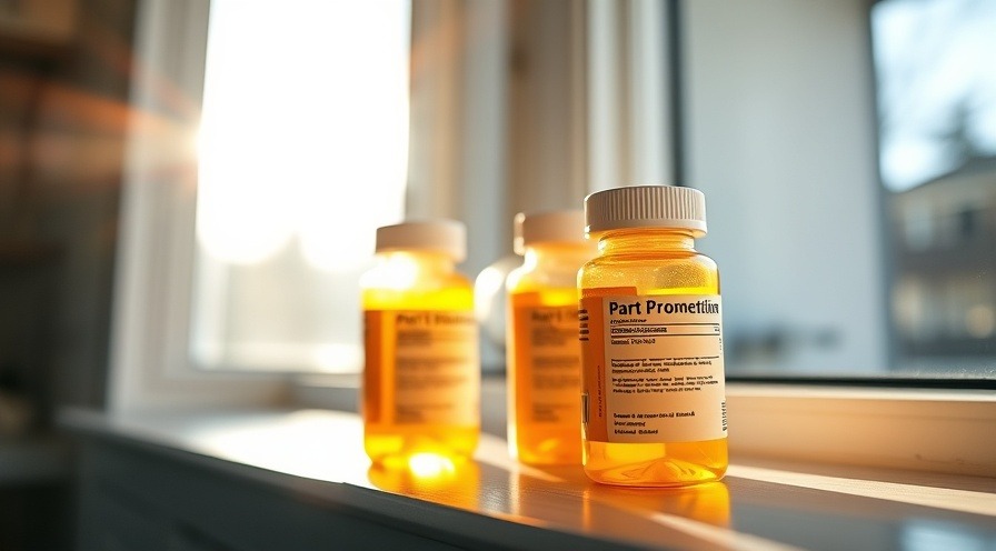 Two prescription bottles in vibrant sunlight, highlighting pharmacy benefit managers and drug costs.