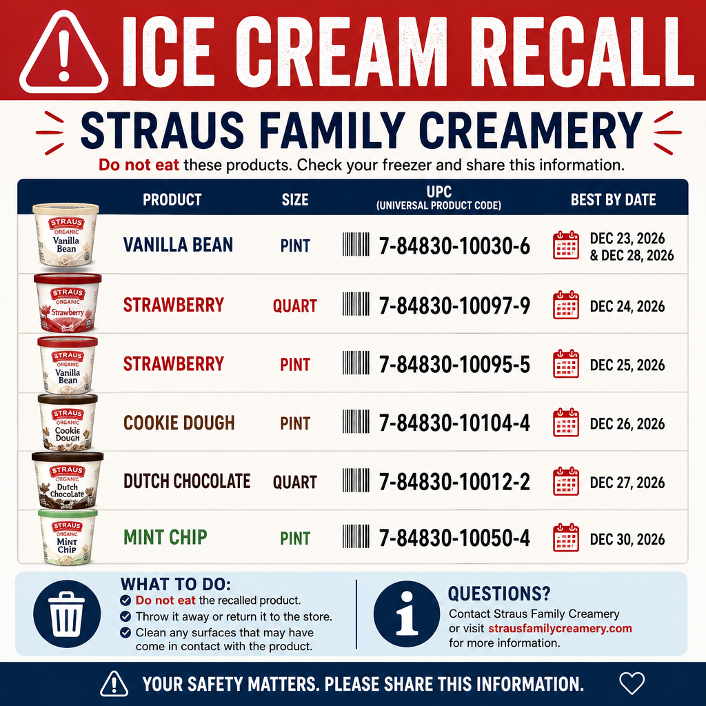 Straus Family Ice Cream Recall