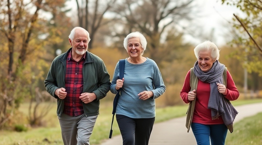 Happy adults walking for exercise, embracing the health benefits of walking.