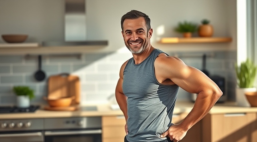 Fit middle-aged man doing fitness exercise