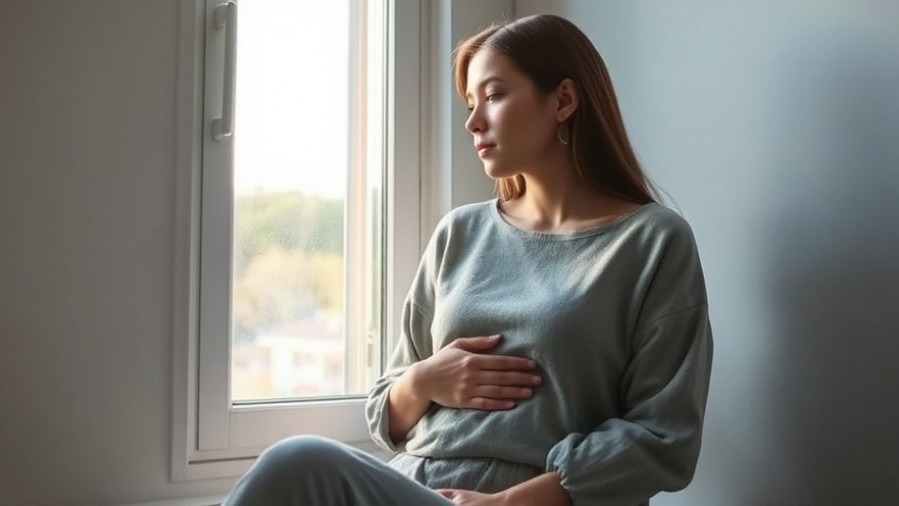 Contemplative young woman by window, reflecting on fertility and health risks.