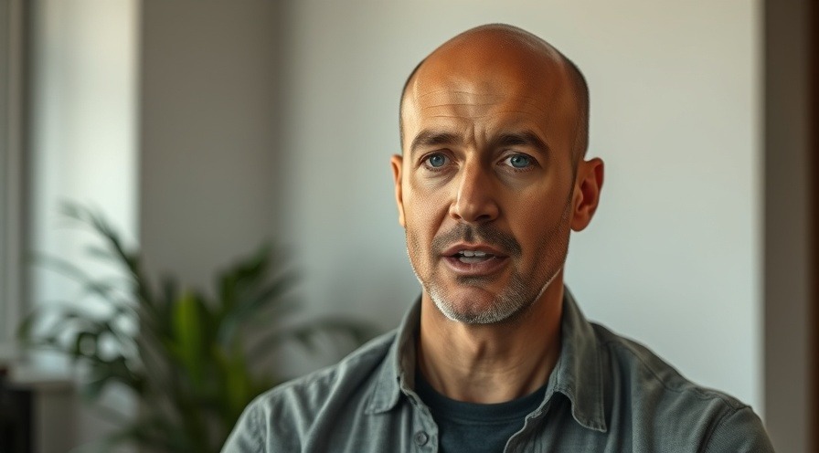Middle-aged man conveying health awareness in a calming indoor setting.