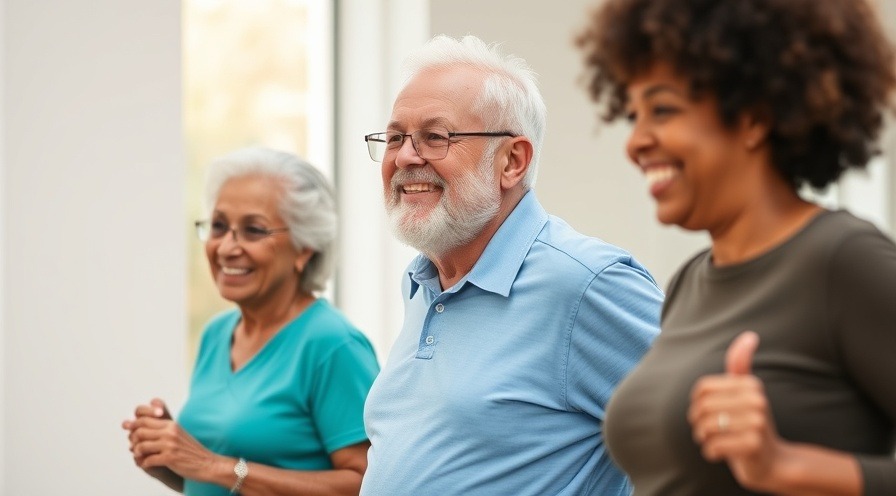 Senior adults of diverse backgrounds engaging in arthritis exercises for joint health.
