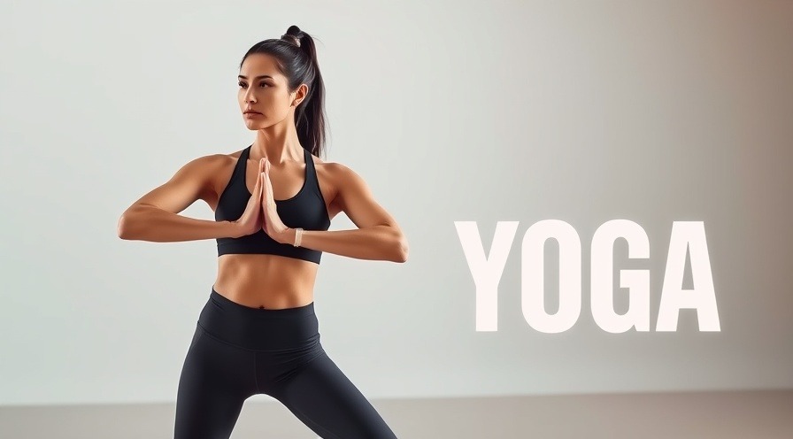 Woman in athletic wear practicing Warrior Pose for heart health and stress reduction.
