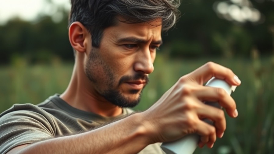 Thoughtful adult applying natural mosquito repellents outdoors in soft afternoon light.