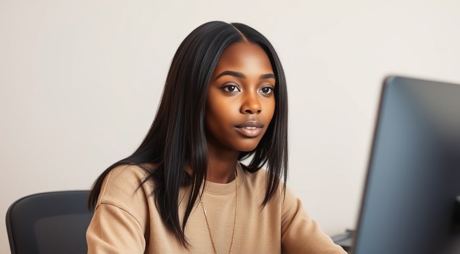 female in thought about her future in a computer career.