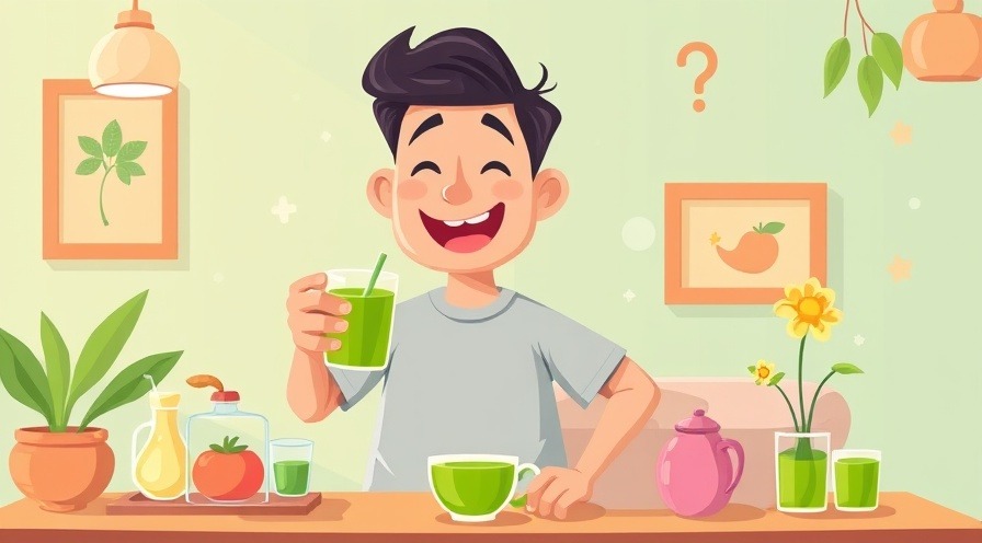 Cartoon of a person enjoying green tea, promoting thermogenesis and weight loss.