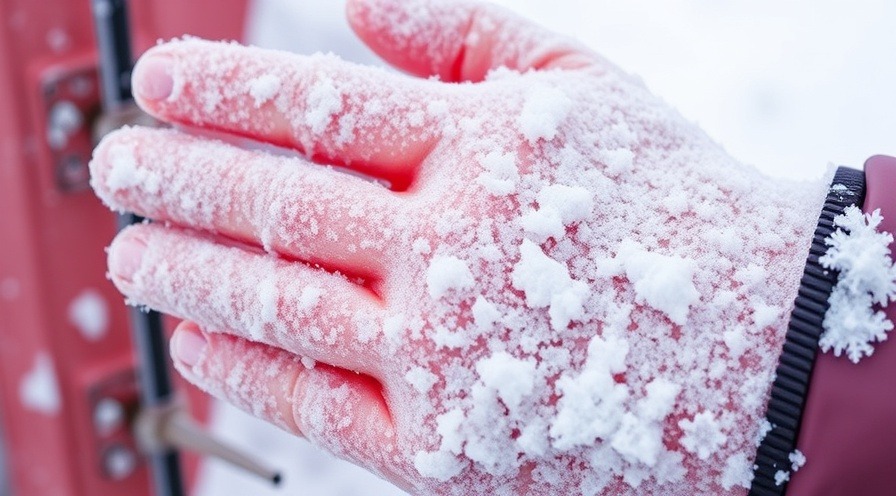 Cold injury symptoms, including frostbite damage to skin and tissues.