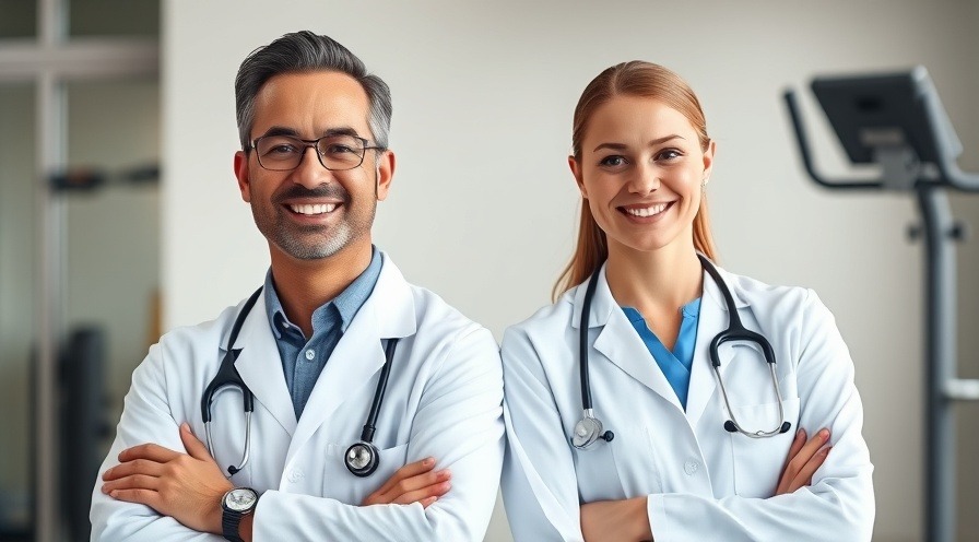 Two confident doctors sharing healthy eating tips for fat loss in a calm setting.
