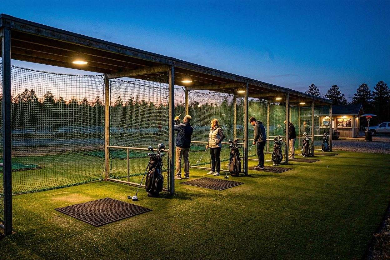 Driving range at dusk