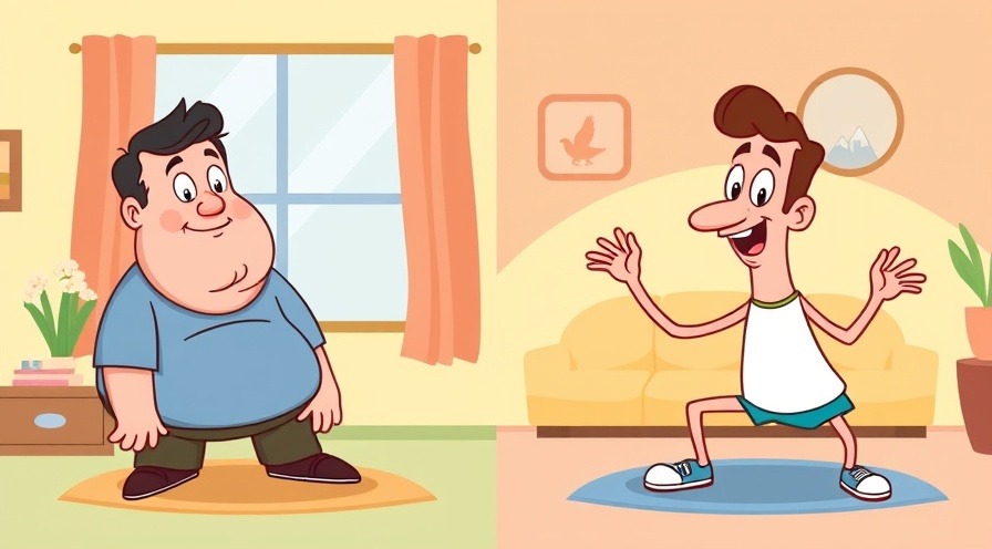 Split screen cartoon style vector illustrating bloated vs lean concepts.