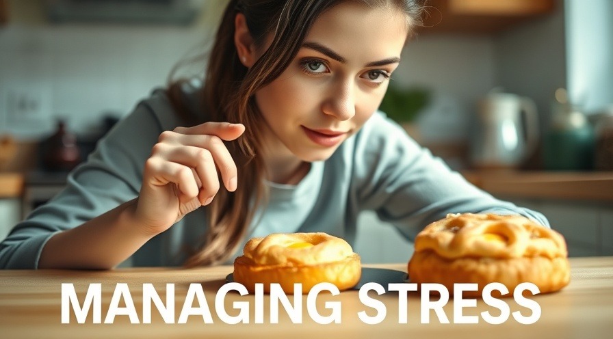 Young woman managing stress and cravings by pushing away pastry, practicing mindful eating.